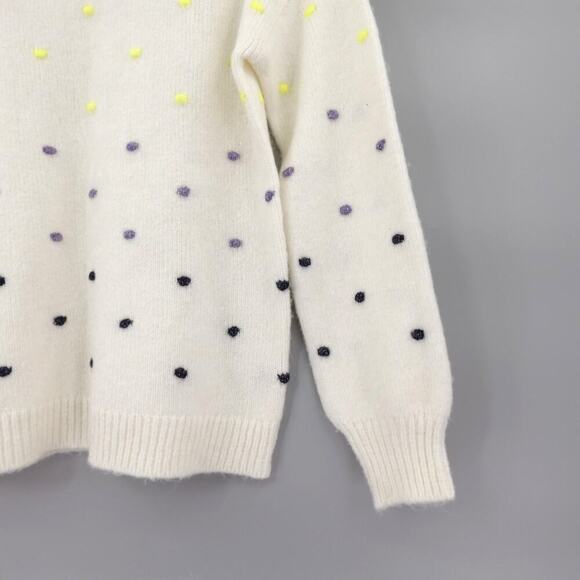 Loft Bobble Sweater Womens XXS Cream Gradient Polka Dot Knit Mock Neck 80s Retro - Picture 4 of 16
